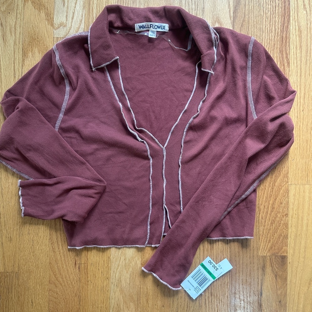 NWT Wallflower Brown/Burgundy Ribbed Top